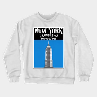 New York State Mid Century Luggage Travel Tag Albany Buffalo Crewneck Sweatshirt